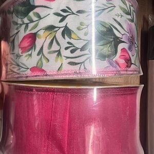 Elegant Floral and Pink Ribbon Set